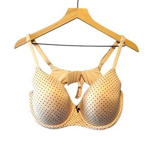 Victoria’s Secret Size 38 DD‎ Underwire Lined Demi Bra Pale Pink Black Polka Dot
